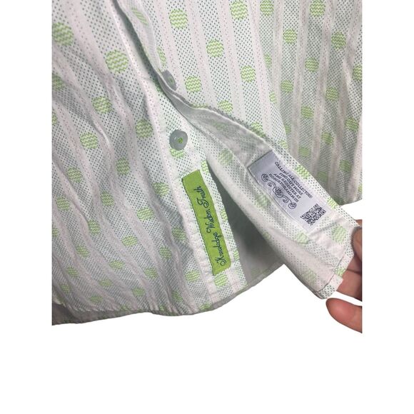 Robert Graham Men’s Green Dot Stripe Short Sleeve Button Up Shirt Size L - Picture 2 of 5